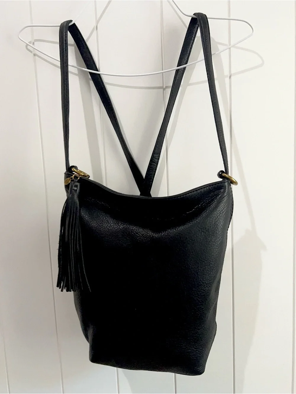 HOBO International Backpack  Purse Genuine Leather Tassel Black